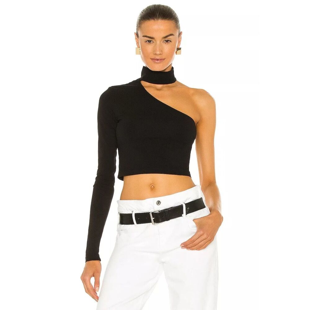 COTTON CITIZEN The Brisbane Cutout Turtleneck Top Long Sleeve Size S Black